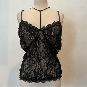 COC Black Lace Tank Stretch Lingerie Sexy Top 2 3X
